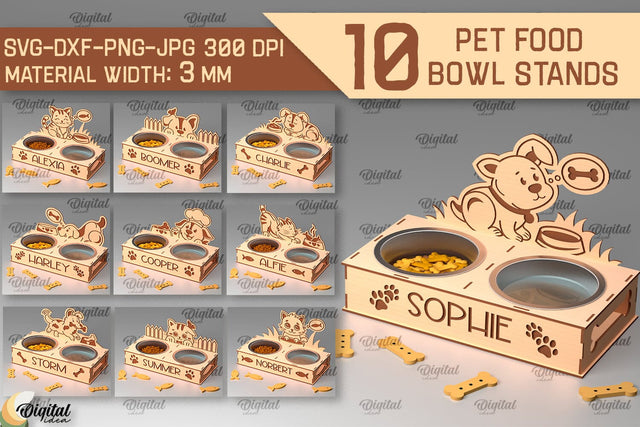 Pet Food Bowl Stands Laser Cut Bundle. Bowl Stands SVG SVG Evgenyia Guschina 
