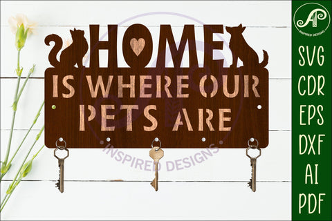 Pet Key Holder SVG Cat Dog Key Rack Laser Cut & Metal SVG APInspireddesigns 
