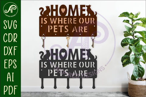 Pet Key Holder SVG Cat Dog Key Rack Laser Cut & Metal SVG APInspireddesigns 