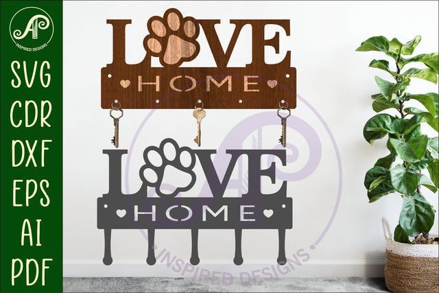 Pet LOVE Key holder designs for wood and metal SVG APInspireddesigns 