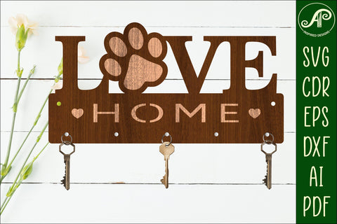 Pet LOVE Key holder designs for wood and metal SVG APInspireddesigns 