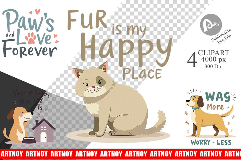 Pet Love Quotes Clipart Sublimation artnoy 