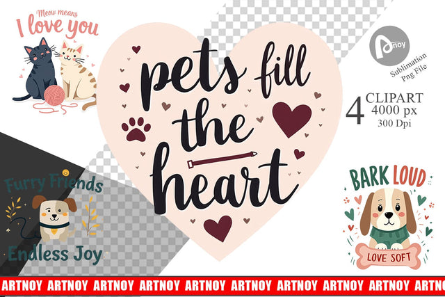 Pet Love Quotes Clipart Sublimation artnoy 
