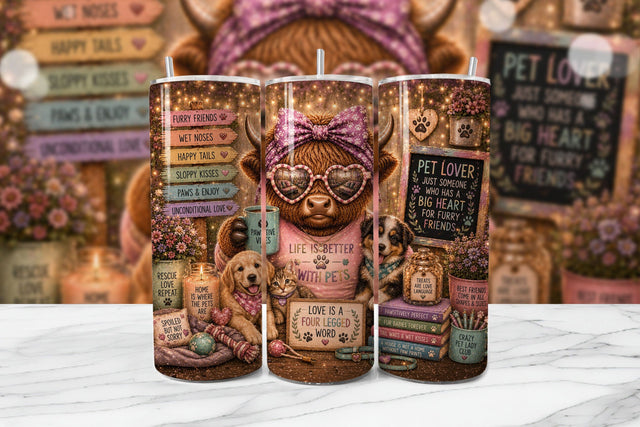 Pet Lover Highland Cow Tumbler Wrap Sublimation BijouBay 