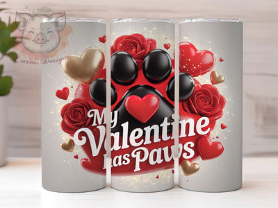 Pet Lover Valentine Tumbler, Cute Paw Print Wrap, Dog Cat Love Cup, 20oz Sublimation Wrap, Stylish Valentine Design Tumbler, Artistic Pet Heart Cup, Whimsical Animal Love Theme Wrap Sublimation Lara' s Designs 