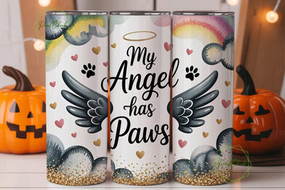 Pet Memorial Angel Paws Tumbler Wrap Sublimation PixelChick 