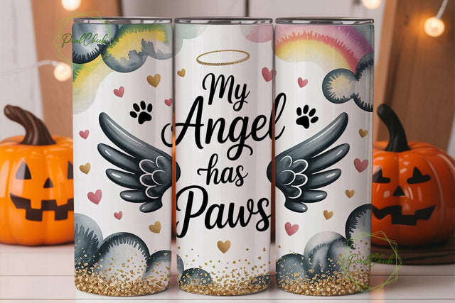 Pet Memorial Angel Paws Tumbler Wrap Sublimation PixelChick 