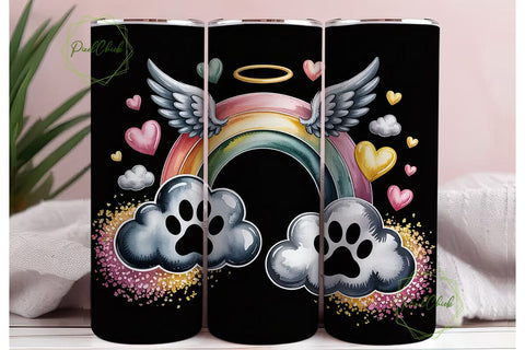 Pet Memorial Angel Paws Tumbler Wrap Sublimation PixelChick 