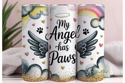 Pet Memorial Angel Paws Tumbler Wrap Sublimation PixelChick 