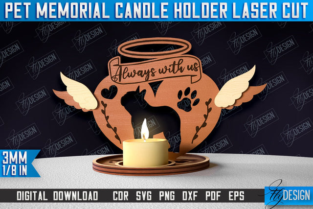 Pet Memorial Candle Holder Laser Cut | 3D Candle Memorial Holder Design SVG Fly Design 