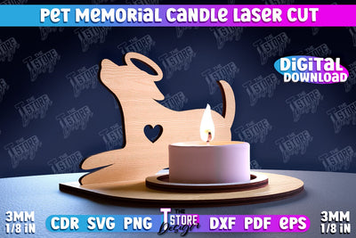 Pet Memorial Candle Holder Laser Cut | 3D Candle Memorial Holder Laser Cut SVG The T Store Design 