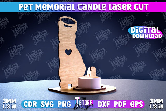 Pet Memorial Candle Holder Laser Cut | 3D Candle Memorial Holder Laser Cut SVG The T Store Design 