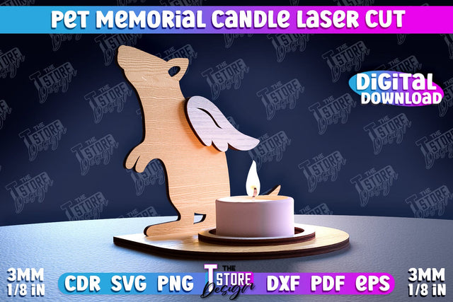 Pet Memorial Candle Holder Laser Cut | 3D Candle Memorial Holder Laser Cut SVG The T Store Design 