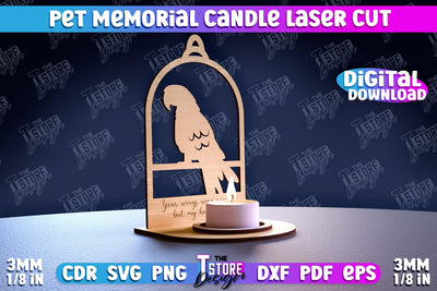 Pet Memorial Candle Holder Laser Cut | 3D Candle Memorial Holder Laser Cut SVG The T Store Design 