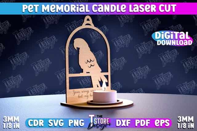 Pet Memorial Candle Holder Laser Cut | 3D Candle Memorial Holder Laser Cut SVG The T Store Design 