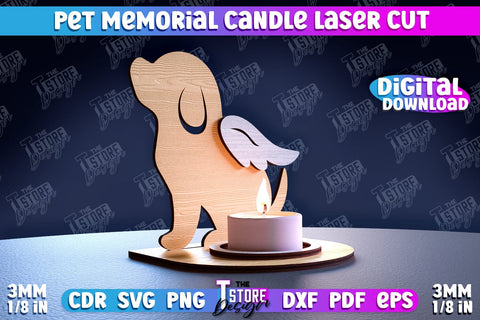 Pet Memorial Candle Holder Laser Cut Bundle | 3D Candle Memorial Holder Laser Cut SVG The T Store Design 