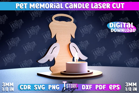 Pet Memorial Candle Holder Laser Cut Bundle | 3D Candle Memorial Holder Laser Cut SVG The T Store Design 
