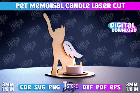 Pet Memorial Candle Holder Laser Cut Bundle | 3D Candle Memorial Holder Laser Cut SVG The T Store Design 
