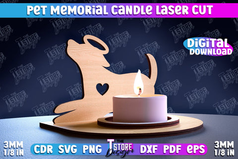 Pet Memorial Candle Holder Laser Cut Bundle | 3D Candle Memorial Holder Laser Cut SVG The T Store Design 