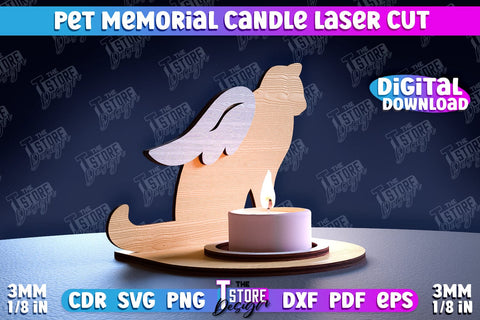 Pet Memorial Candle Holder Laser Cut Bundle | 3D Candle Memorial Holder Laser Cut SVG The T Store Design 