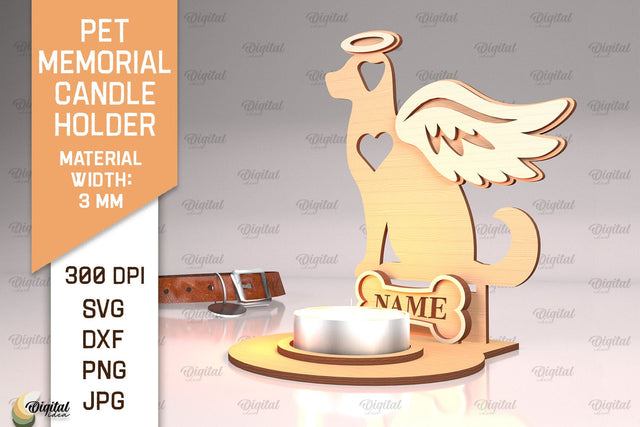 Pet Memorial Candle Holder Laser Cut. Tea Light Candle Holder SVG SVG Evgenyia Guschina 