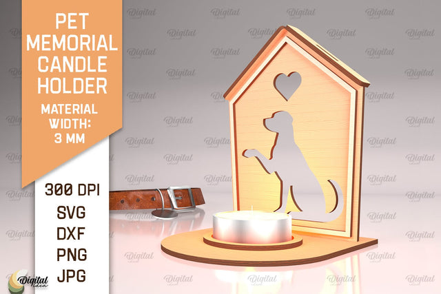 Pet Memorial Candle Holder Laser Cut. Tea Light Candle Holder SVG SVG Evgenyia Guschina 