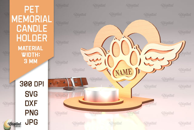 Pet Memorial Candle Holder Laser Cut. Tea Light Candle Holder SVG SVG Evgenyia Guschina 