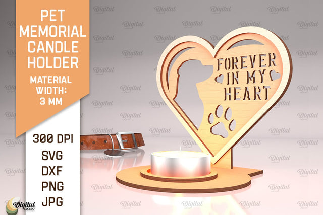 Pet Memorial Candle Holder Laser Cut. Tea Light Candle Holder SVG SVG Evgenyia Guschina 