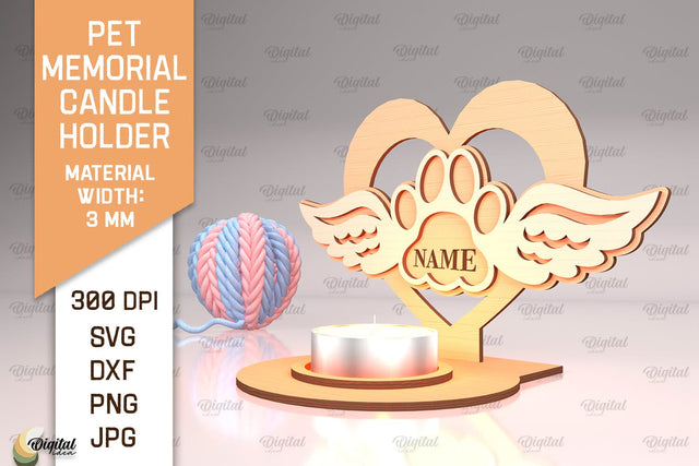 Pet Memorial Candle Holder Laser Cut. Tea Light Candle Holder SVG SVG Evgenyia Guschina 