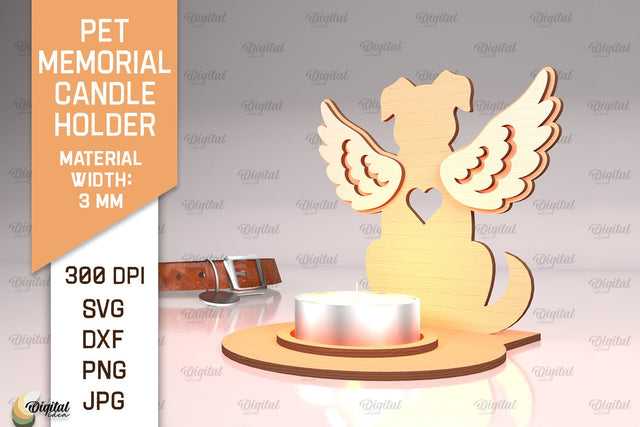 Pet Memorial Candle Holder Laser Cut. Tea Light Candle Holder SVG SVG Evgenyia Guschina 
