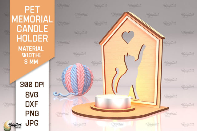 Pet Memorial Candle Holder Laser Cut. Tea Light Candle Holder SVG SVG Evgenyia Guschina 