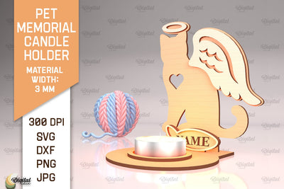 Pet Memorial Candle Holder Laser Cut. Tea Light Candle Holder SVG SVG Evgenyia Guschina 