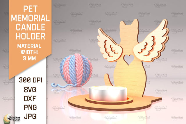 Pet Memorial Candle Holder Laser Cut. Tea Light Candle Holder SVG SVG Evgenyia Guschina 