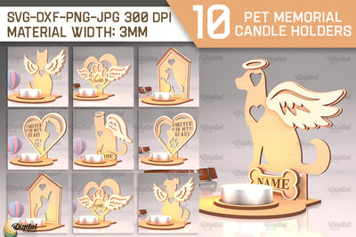 Pet Memorial Candle Holders Laser Cut Bundle. Tea Light Candle Holders SVG SVG Evgenyia Guschina 