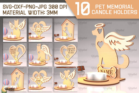 Pet Memorial Candle Holders Laser Cut Bundle. Tea Light Candle Holders SVG SVG Evgenyia Guschina 