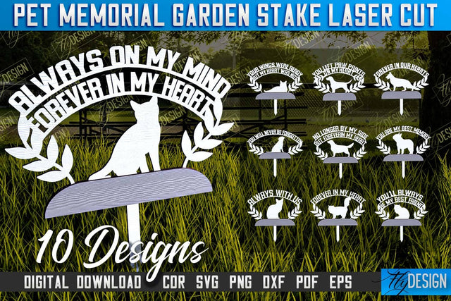 Pet Memorial Garden Stakes Laser Cut Bundle | Laser Flower Stakes Design | CNC Files SVG Fly Design 