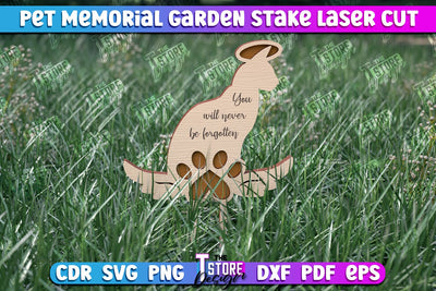 Pet Memorial Garden Stakes Laser Cut | Laser Flower Stakes Design | CNC Files SVG The T Store Design 
