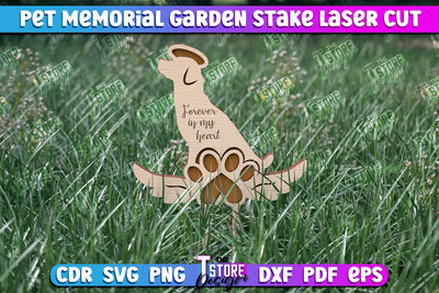 Pet Memorial Garden Stakes Laser Cut | Laser Flower Stakes Design | CNC Files SVG The T Store Design 