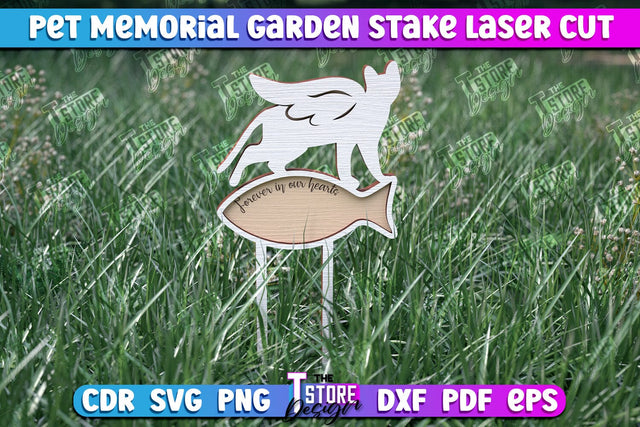 Pet Memorial Garden Stakes Laser Cut | Laser Flower Stakes Design | CNC Files SVG The T Store Design 