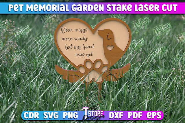 Pet Memorial Garden Stakes Laser Cut | Laser Flower Stakes Design | CNC Files SVG The T Store Design 