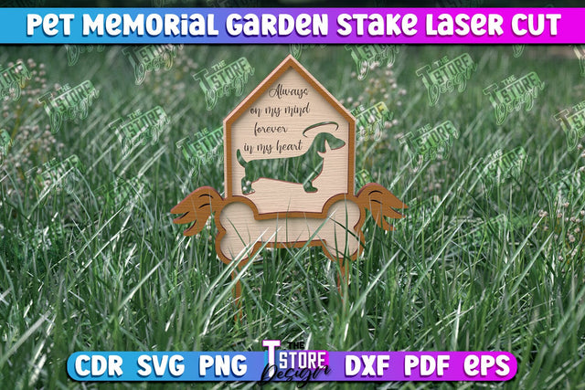 Pet Memorial Garden Stakes Laser Cut | Laser Flower Stakes Design | CNC Files SVG The T Store Design 