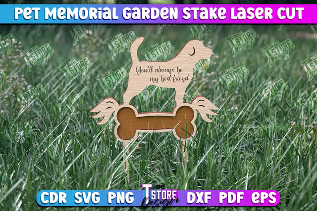 Pet Memorial Garden Stakes Laser Cut | Laser Flower Stakes Design | CNC Files SVG The T Store Design 