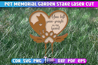 Pet Memorial Garden Stakes Laser Cut | Laser Flower Stakes Design | CNC Files SVG The T Store Design 