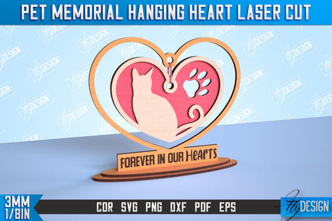 Pet Memorial Hanging Heart Bundle | Home Pets Memorial | Angel Wings | CNC File SVG Fly Design 