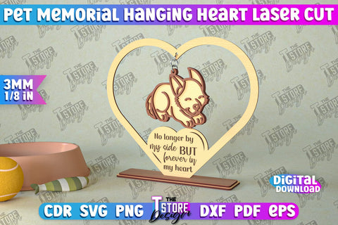 Pet Memorial Hanging Heart Bundle | Home Pets Memorial | Angel Wings | CNC File SVG The T Store Design 