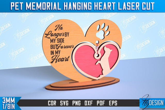 Pet Memorial Hanging Heart | Home Pets Memorial | Angel Wings | CNC File SVG Fly Design 