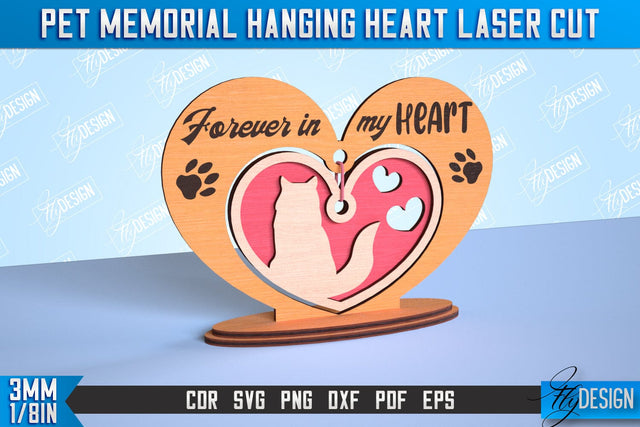 Pet Memorial Hanging Heart | Home Pets Memorial | Angel Wings | CNC File SVG Fly Design 