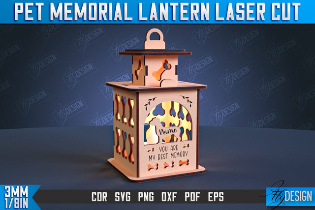 Pet Memorial Lantern Laser Cut | 3D Memorial Lantern Laser Cut | CNC File SVG Fly Design 