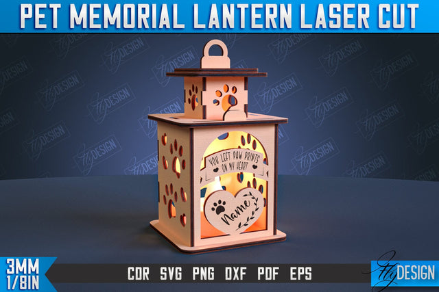 Pet Memorial Lantern Laser Cut | 3D Memorial Lantern Laser Cut | CNC File SVG Fly Design 