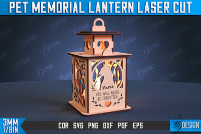 Pet Memorial Lantern Laser Cut | 3D Memorial Lantern Laser Cut | CNC File SVG Fly Design 